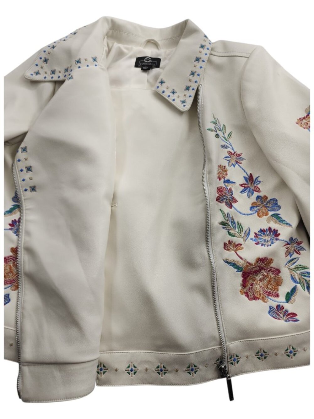Coquette Embroidered Floral Jacket Peter Pan Collar Vintage - Picture 6 of 15